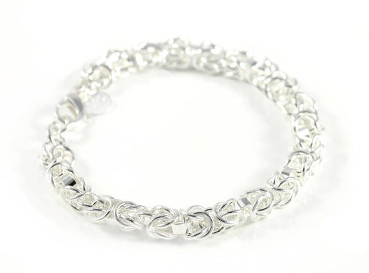 7mm Fashion Curb King Bracelet Braided Gift Silver Ø 60mm