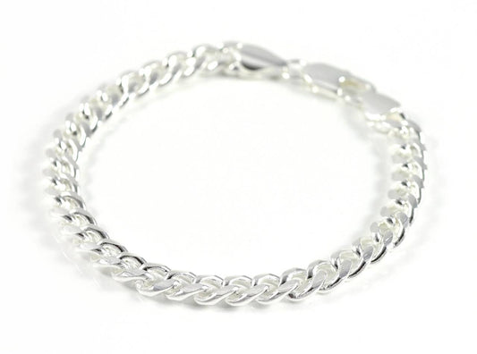 7mm curb chain bracelet braided gift jewelry silver Ø 60mm