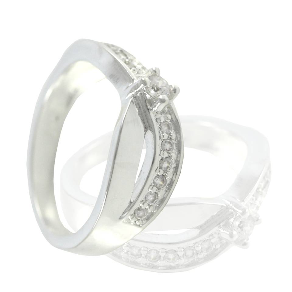Edle Damenringe Luxus Zirkonia Versilbert Kreuz Strass Modelle #8 Ring Größe 7