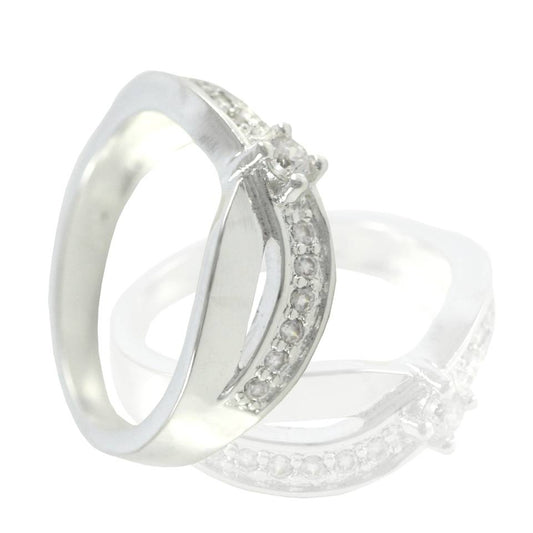 Noble ladies rings luxury zirconia silver plated cross rhinestone models #8 ring size 7