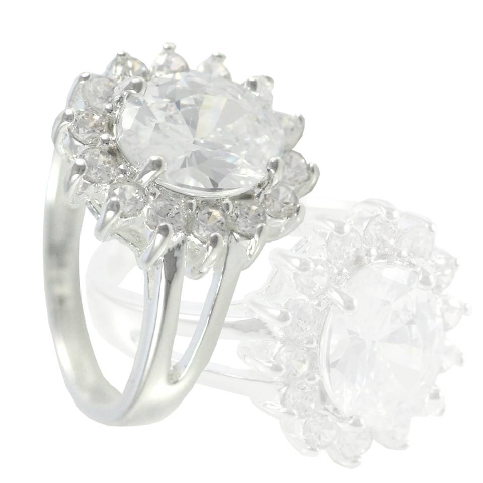 Edle Versilberte Damenringe Luxus Blume Zirkonia Strass Modelle #10 Ring Größe 7