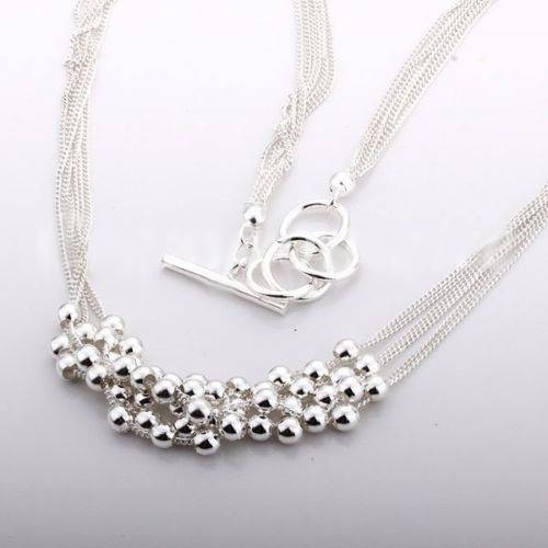 Noble ladies luxury necklace gift zirconia pendant silver plated 45cm