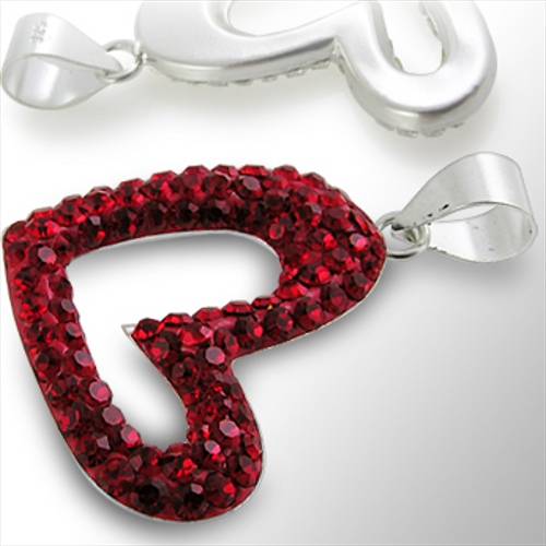 925 Sterling Silver 3D Heart Black Pendant Rhinestone Zirconia Chain Ø 23mm