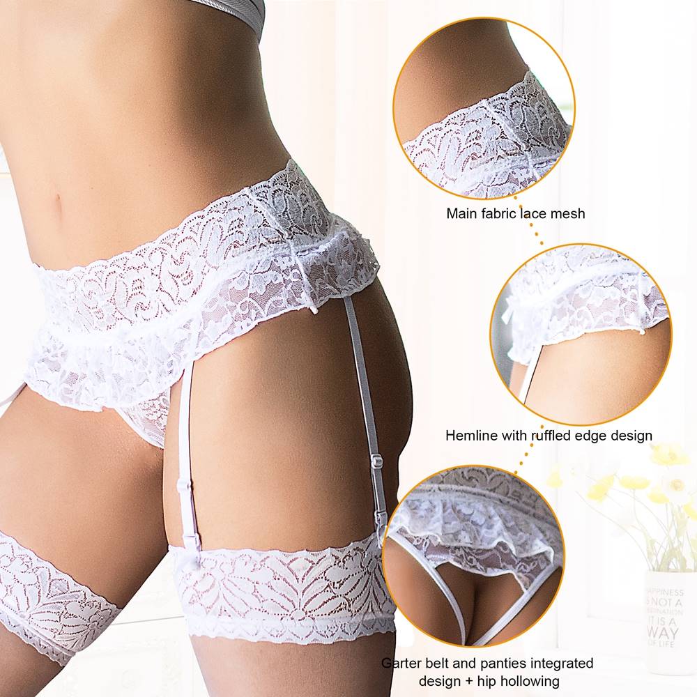 Strapsgürtel Unterwäsche Strumpfhalter Spitze Dessous Hüfthalter Strapse Offen Slip Gogo S/XL