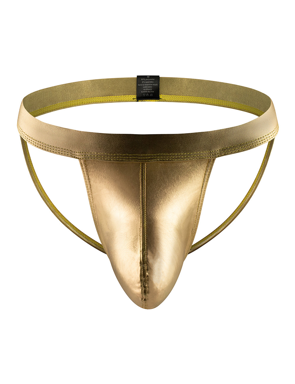 Goldener Wetlook String-Tanga für Männer, offener Hintern, glänzende Lackleder-Optik, Gay Unterwäsche