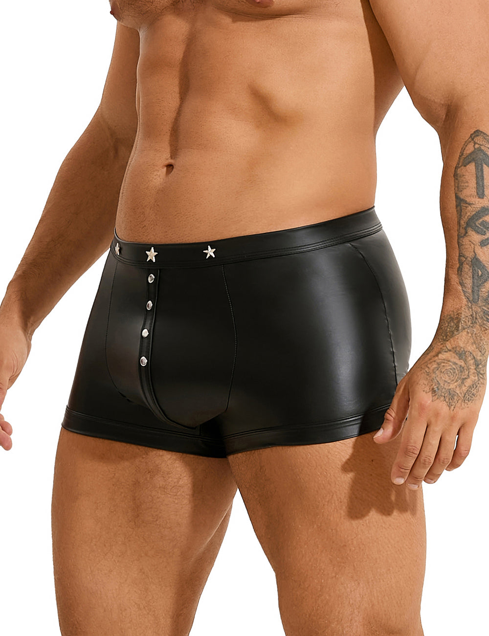 Herren Nieten Wetlook Lack Leder Männer Boxershort Unterwäsche M/L/XL - MP294-1