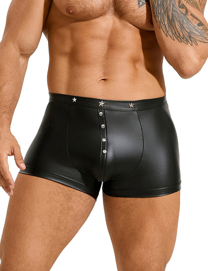 Herren Nieten Wetlook Lack Leder Männer Boxershort Unterwäsche M/L/XL - MP294-1