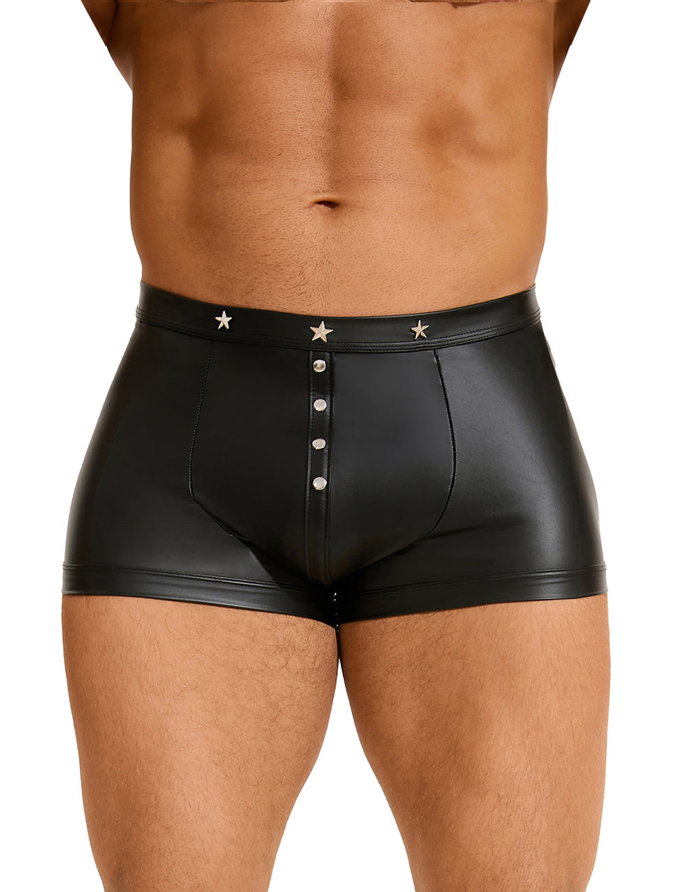 Herren Nieten Wetlook Lack Leder Männer Boxershort Unterwäsche M/L/XL - MP294-1