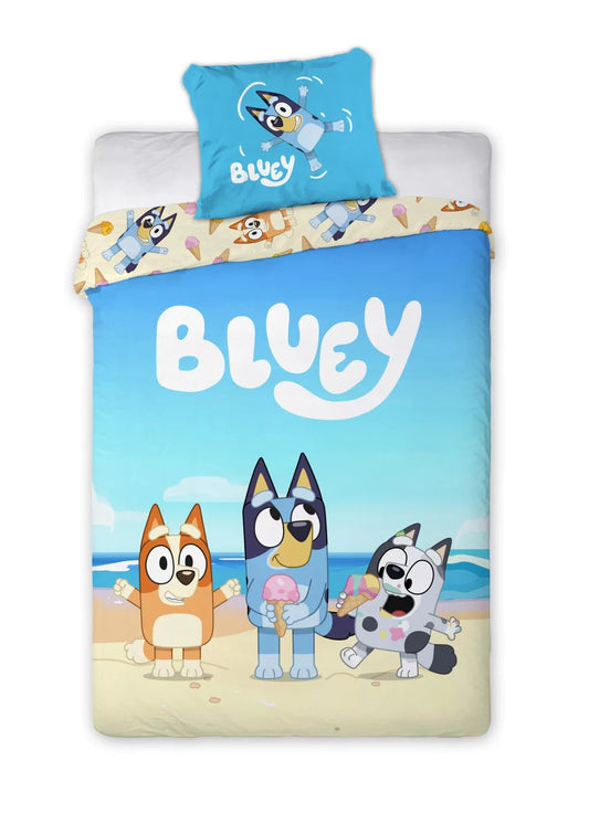 Bluey Beach Day Kinderbettwäsche Set 100x135cm – 100% Baumwolle - BRM022768