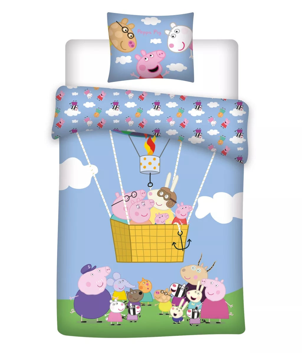 Peppa Pig Balloon Ride Flying Children's Bedding Set Girls Reversible Bedding - BRM818530