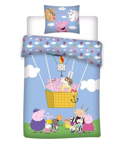 Peppa Pig Balloon Ride Flying Children's Bedding Set Girls Reversible Bedding - BRM818530