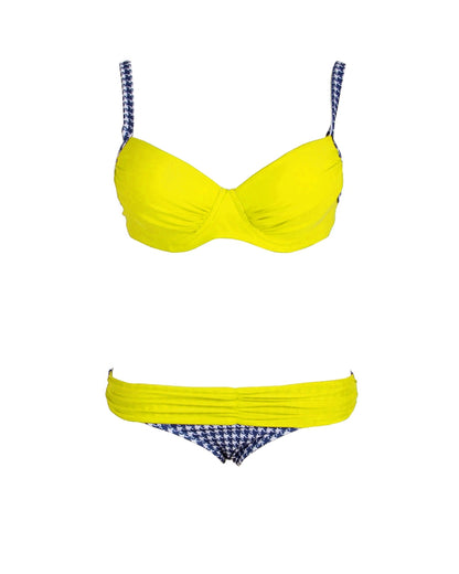 Damen Fashion Bikini Set mit Cups B/C Raffung Träger Strand Slip M/L