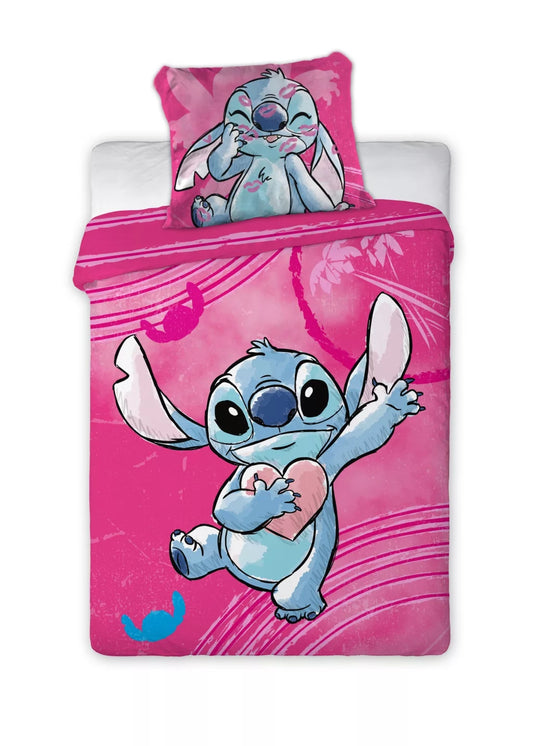 Disney Stitch Kinderbettwäsche Rosa 100x135 Baumwolle
