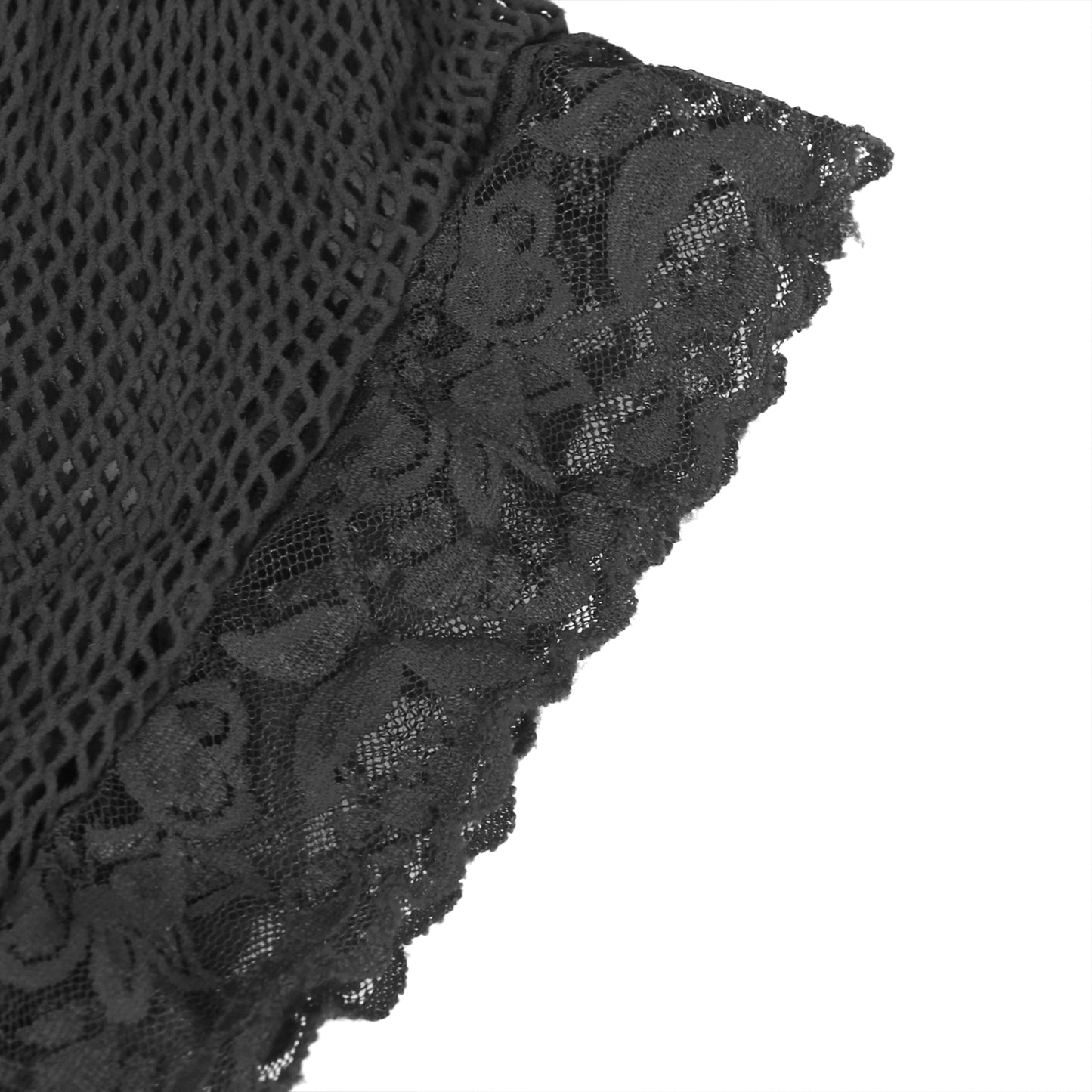 Sexy Netzbody Damen Catsuit Langarm Dessous Spitzenoptik Transparenz S/M - H3634