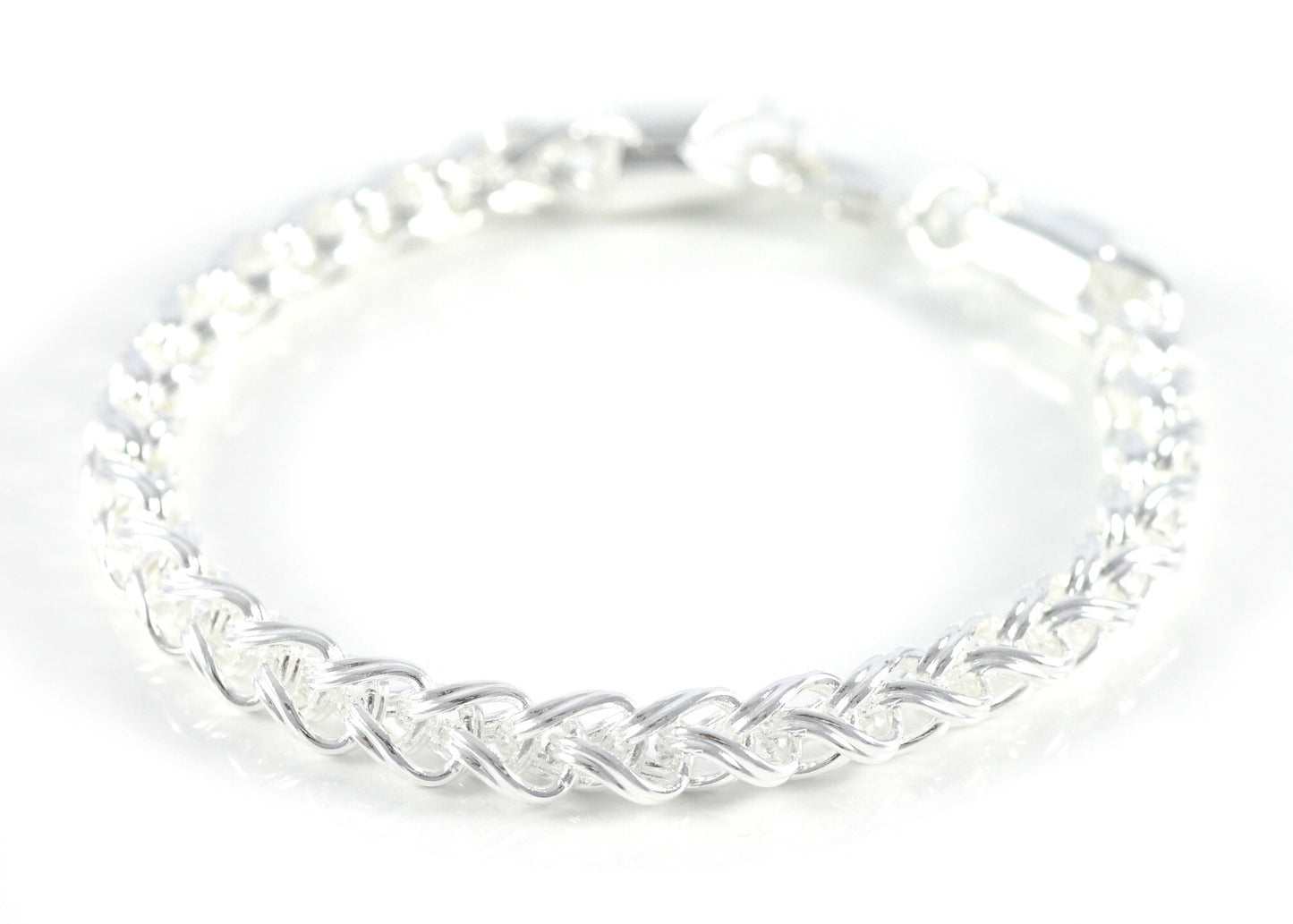 Unisex Verdrehte Ring Armband Panzer Kette Modeschmuck Silber 6mm