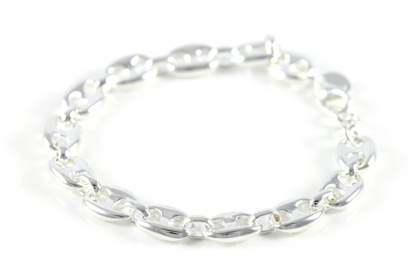 Damen Armband 8 Form Armreifen Modeschmuck Silber Panzer Kette Ø 9mm