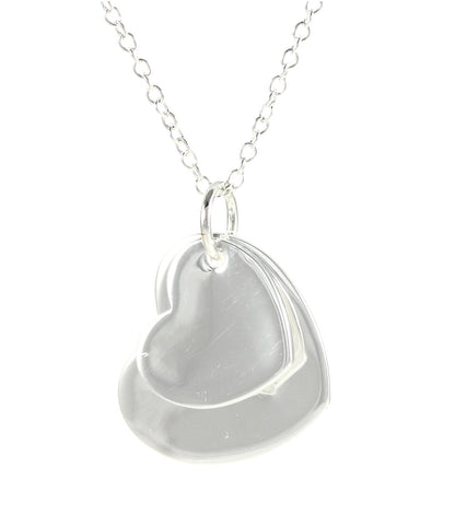 Silber Doppel Herz Damen Halskette Geschenk Gravur Anhänger Ø 24 mm