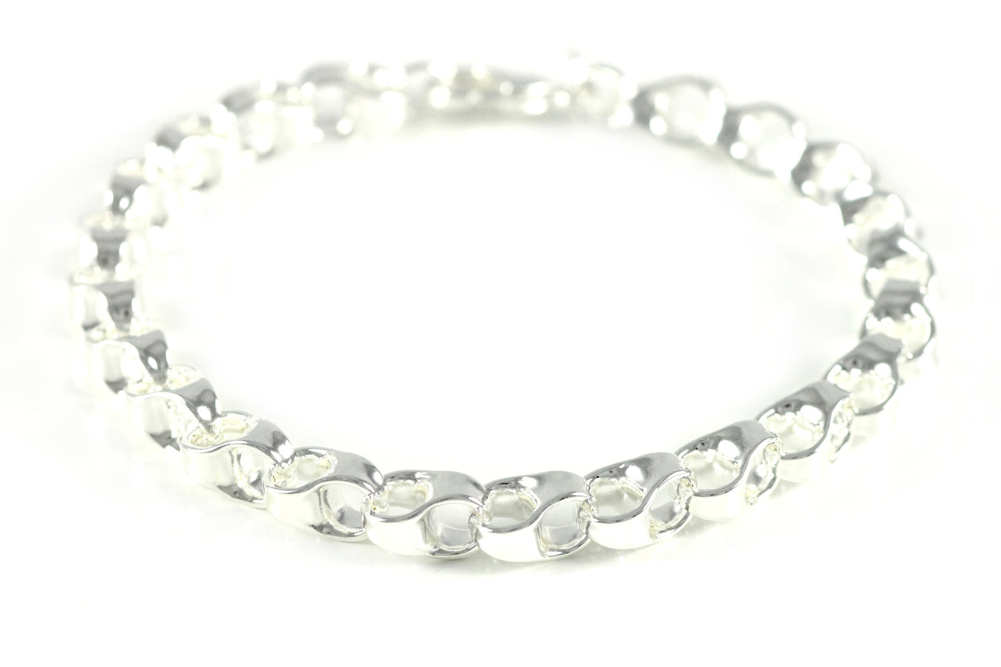 Fashion Damen Armband Armreifen Modeschmuck Silber Elemente Kette Ø 7mm