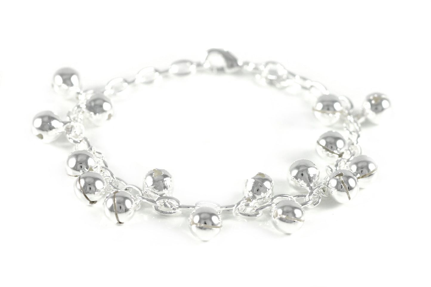Silber Perlen Glöckchen Damen Armband Armreifen Schmuck Geschenkidee Ø 13mm