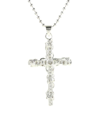 Silber Rosenkranz Kette Herren Hals Jesus Kreuz Hip Hop Anhänger Ø 55mm