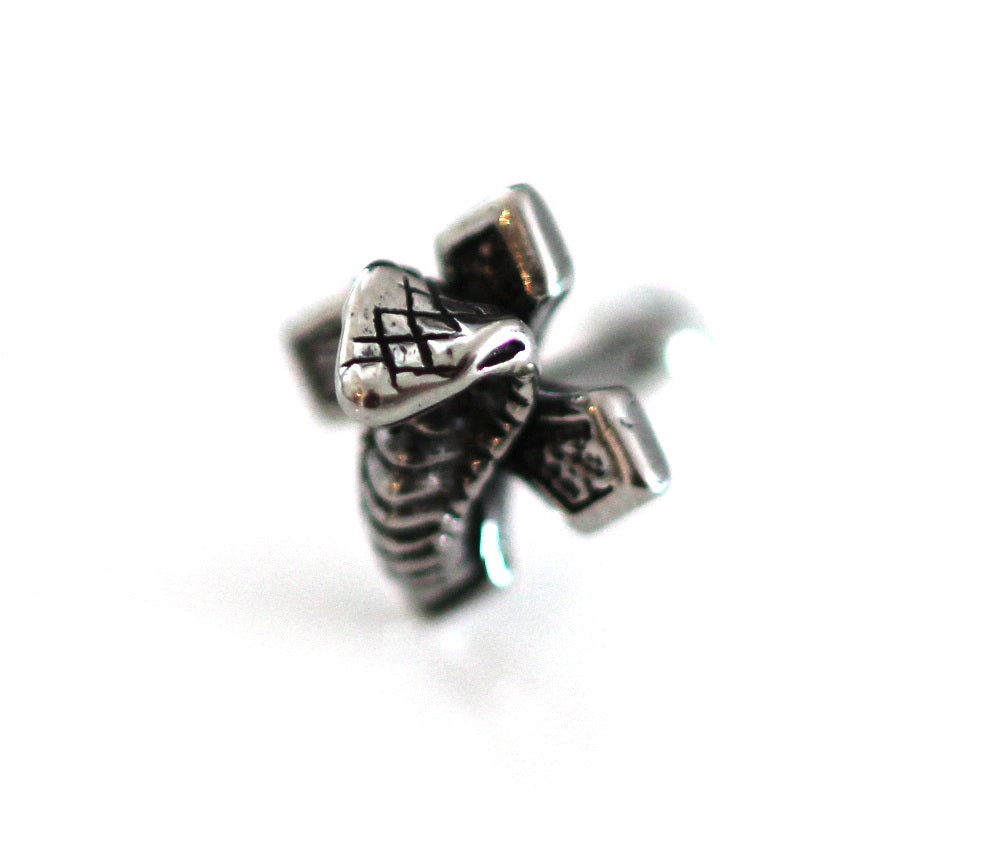 3D Skull Fake Plug Schlangen Kreuz Tunnel Silber Ohrstecker Ohrring Rock Gothic Ø 12mm