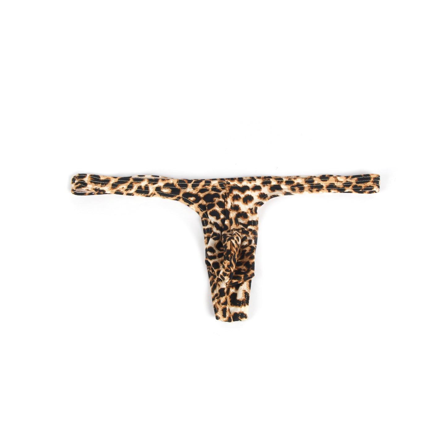 Herren-String Leopardenmuster Braun-Beige Tanga, körpernahe Passform mit schwarzem Animal-Print