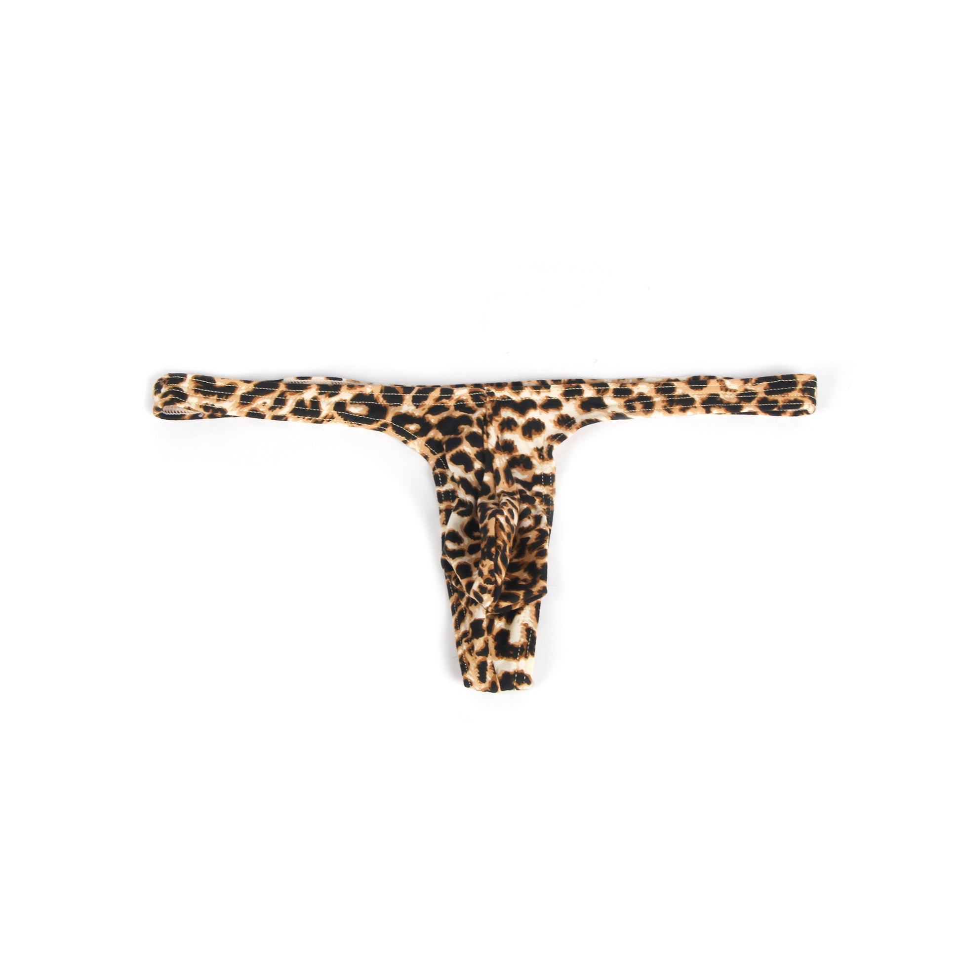 Herren-String Leopardenmuster Braun-Beige Tanga, körpernahe Passform mit schwarzem Animal-Print