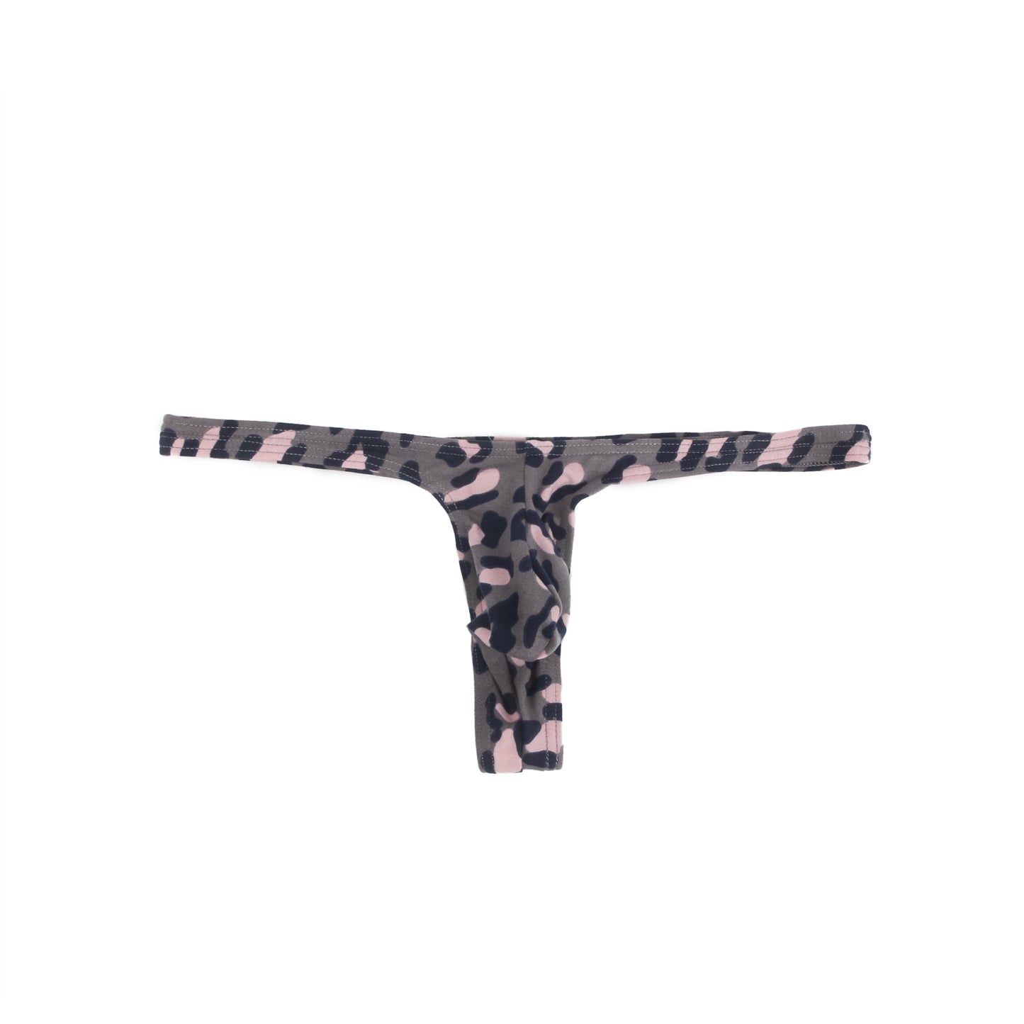 Herren String Leopardenmuster Schwarz Rosa, körpernaher Tanga im Animal-Print MP231-3
