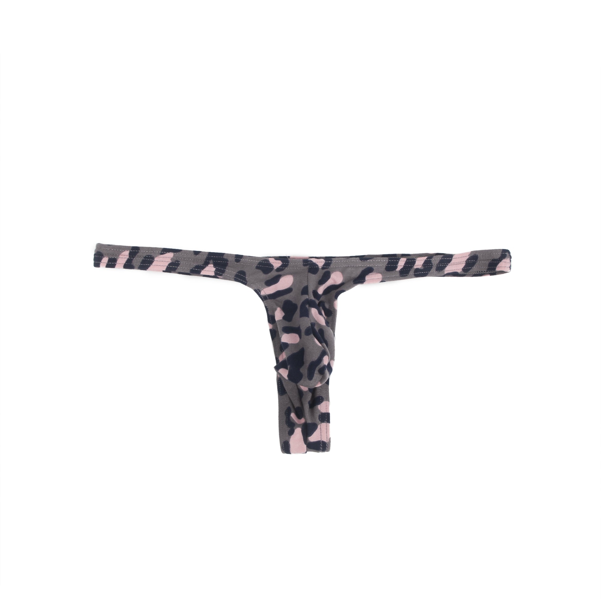 Herren String Leopardenmuster Schwarz Rosa, körpernaher Tanga im Animal-Print MP231-3