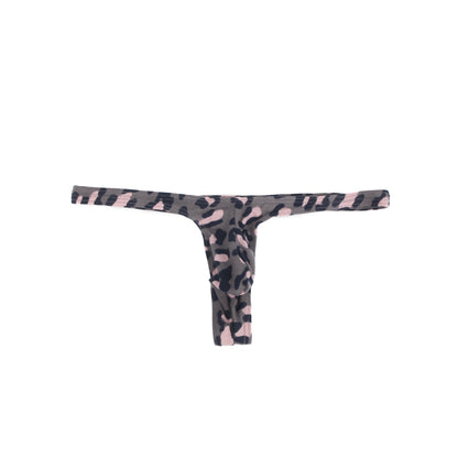 Herren String Leopardenmuster Schwarz Rosa, körpernaher Tanga im Animal-Print MP231-3