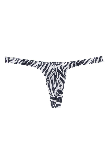 Zebramuster-Herren-String Schwarz-Weiß, Tanga mit körpernahem Schnitt und dünnen Seitenbändern MP231-4