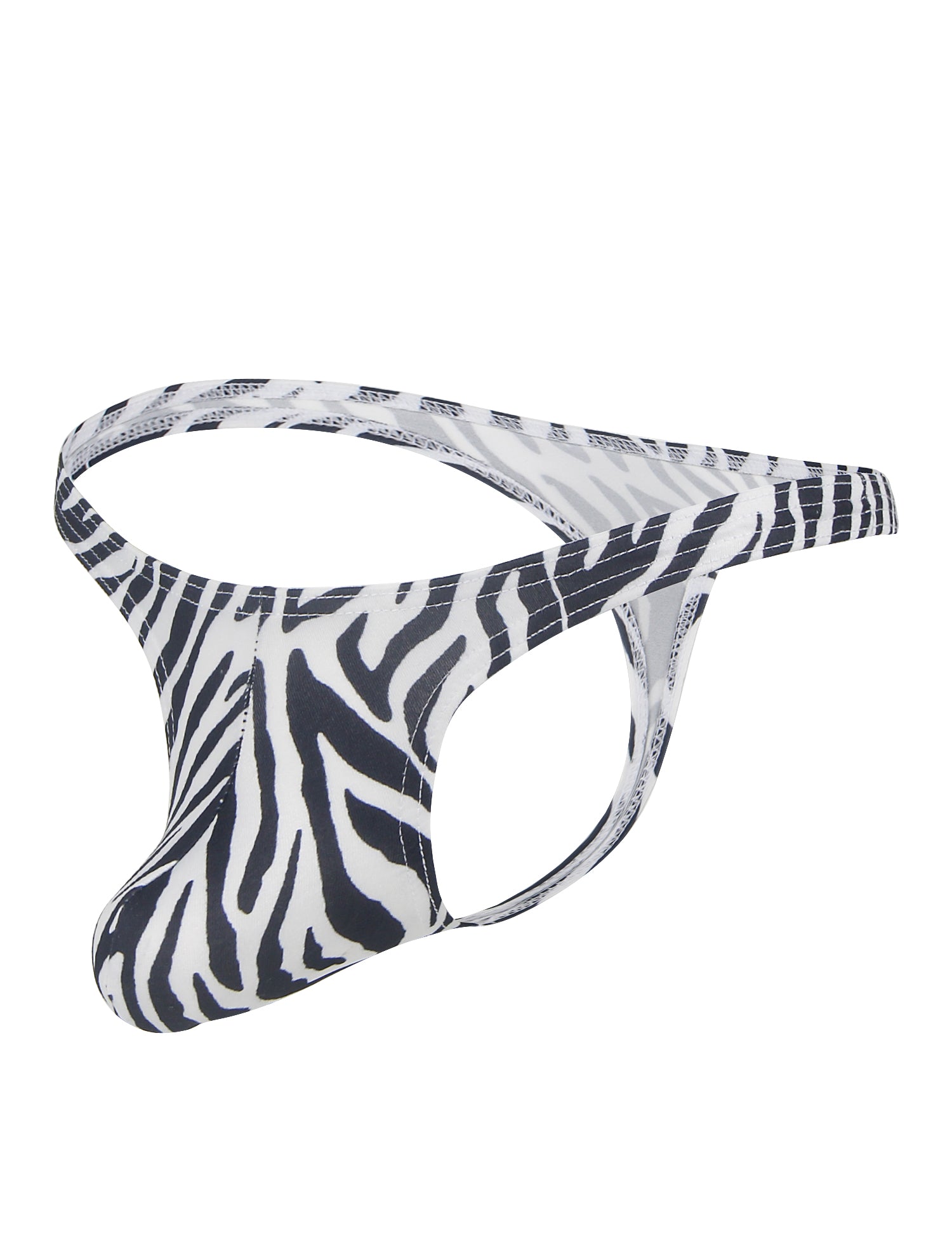 Herren String Zebramuster Schwarz-Weiß Tanga mit schmalen Seitenbändern