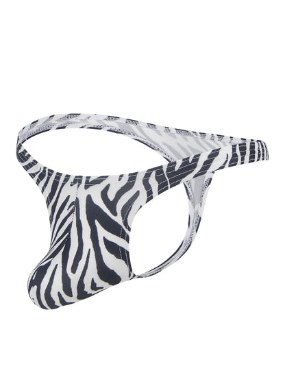 Herren String Zebramuster Schwarz-Weiß Tanga mit schmalen Seitenbändern