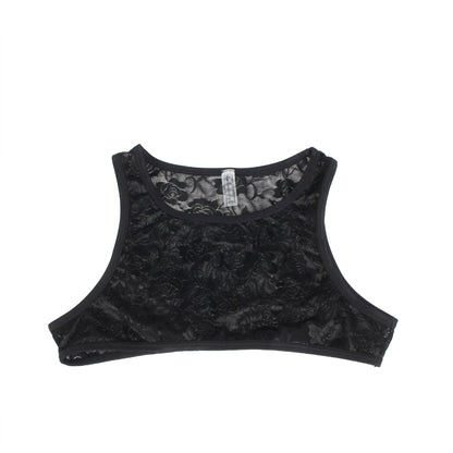 Herren Spitzen Top Schwarz – Ärmelloses Lingerie Crop Top - MP277