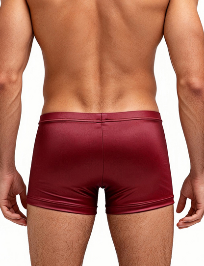 Herren Wetlook Boxershorts Schwarz Harness Lack Leder Druckknöpfen Nieten M/L/XL - MP297-2
