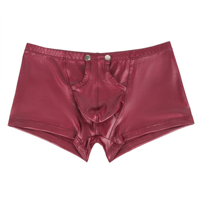 Herren Wetlook Boxershorts Schwarz Harness Lack Leder Druckknöpfen Nieten M/L/XL - MP297-2