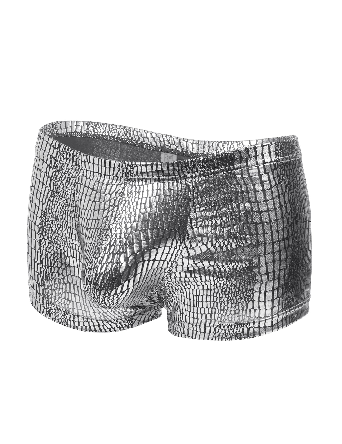 Herren Boxershorts Lack Leder Look Schlangenmuster – Sexy Low Rise Wetlook Unterwäsche – MP306