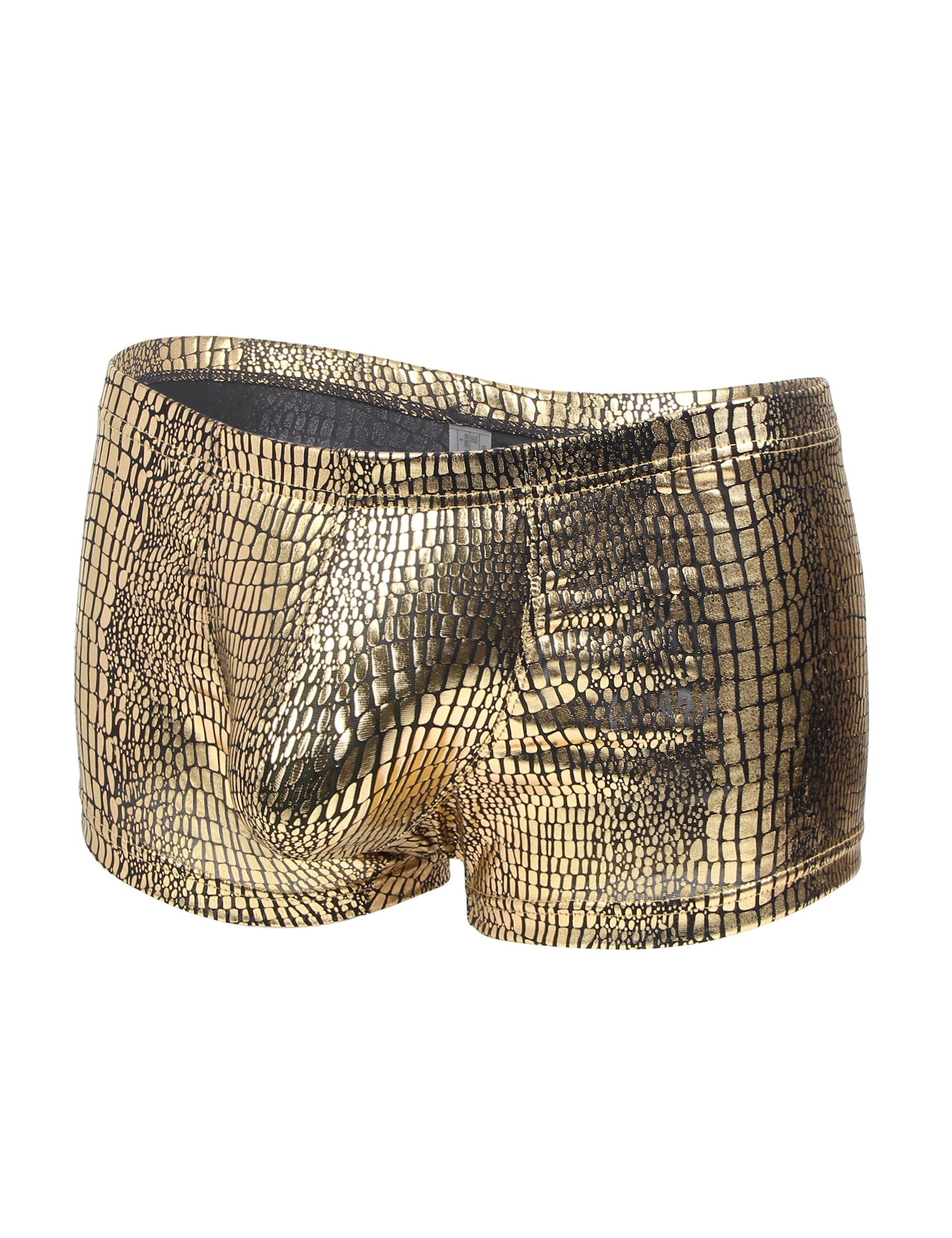 Herren Boxershorts Lack Leder Look Schlangenmuster – Sexy Low Rise Wetlook Unterwäsche – MP306