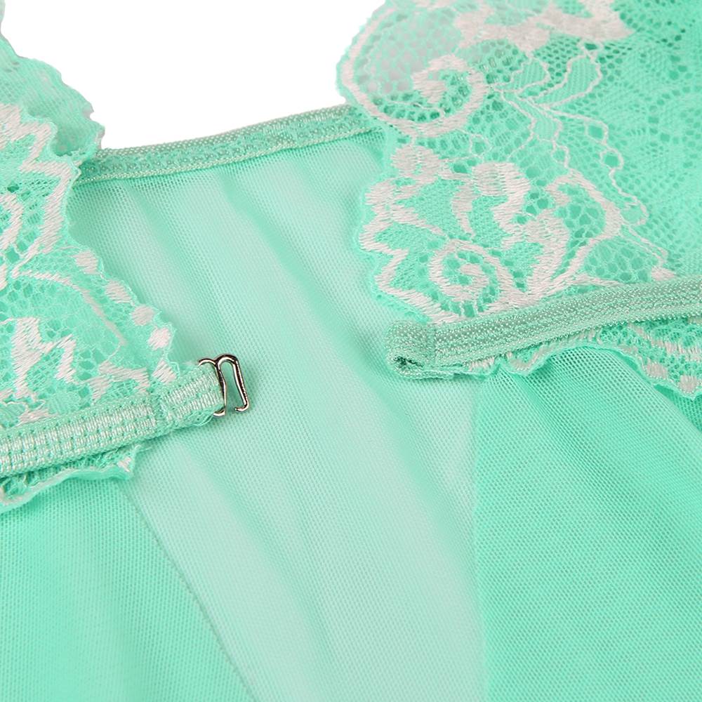 Türkis Dessous Babydoll Nachtwäsche Kurzes Spitze Kimono Transparent Reizwäsche S/M