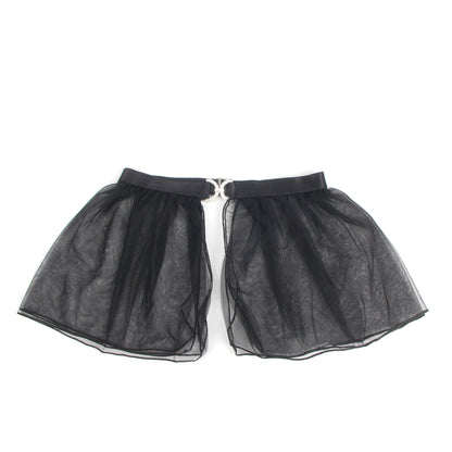 Schwarzer Mesh-Rock mit breitem Bund und Glitzer-Verzierung, Teil eines 2-teiligen Dessous-Sets