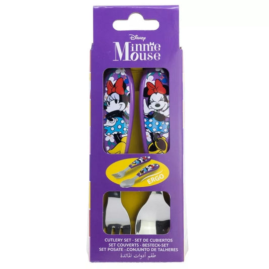 2-teilig Disney Minnie Maus Besteck-Set Frühstücksset Gabel Löffel Kindergarten Kids - STF81218