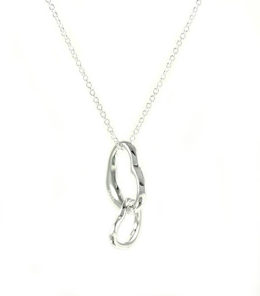 Fashion Halskette Doppel 2 Herzchen Damen Geschenk Anhänger Silber Ø 31mm