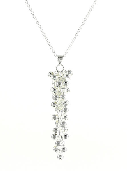 Trendy ladies necklace grape zirconia pendant silver plated Ø 47mm