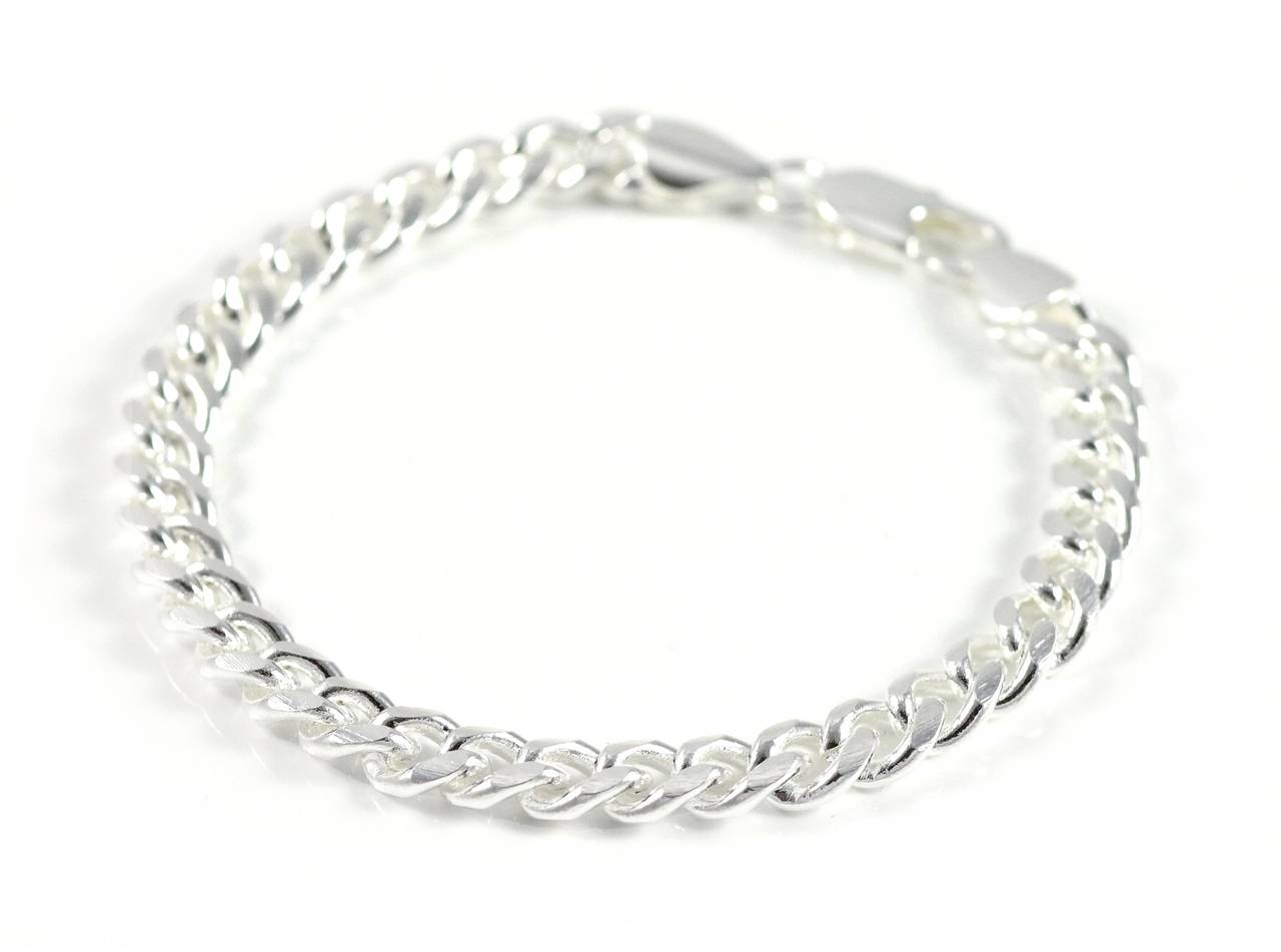 7mm Panzerketten Armband Geflochten Geschenk Schmuck Silber Ø 60mm