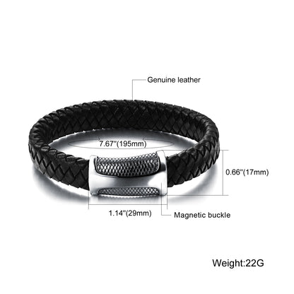Lederarmband Echt Leder Herren Schlangen Muster Biker Skull Magnet 19,5cm