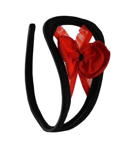 Damen C-String Rot Schleifchen Reizwäsche Dessous Einheitsgröße S/M/L