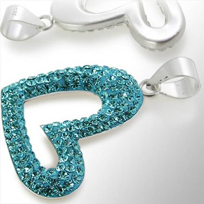 925 Sterling Silber 3D Herz Schwarz Anhänger Strass Zirkonia Kette Ø 23mm